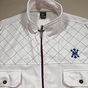 Avirex Aviator Flight Jacket White Mens Size XXL Pockets Full Zip Epaulettes‎